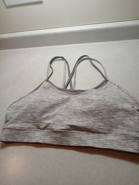ZYIA Light Gray Heathered Strappy Sports Bra
